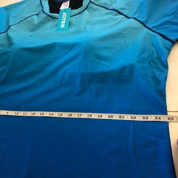 Joybik Blue Gradient Rashguard UPF50 With Black Swim Shorts Set Plus Size 3X/4X - Picture 8 of 16